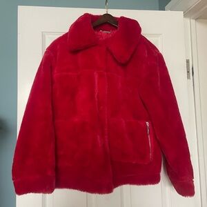 Jou Jou Bold Red Faux Fur Jacket